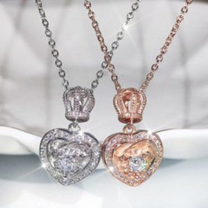 NECKLACE FEMALE HEART-SHAPED FULL DIAMOND SHO